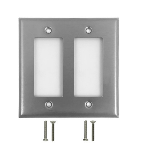Decora Double Gang Wall Plate - Stainless Steel FN-WP-D2-SS