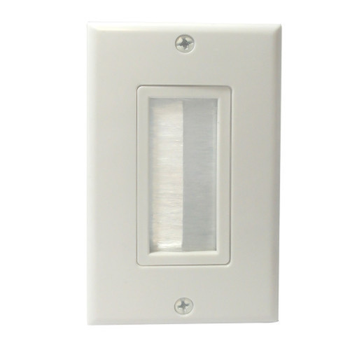 Cable Pass-through Wall Plate Brush Style Single Gang Decora - White FN-WP-DPB-WH