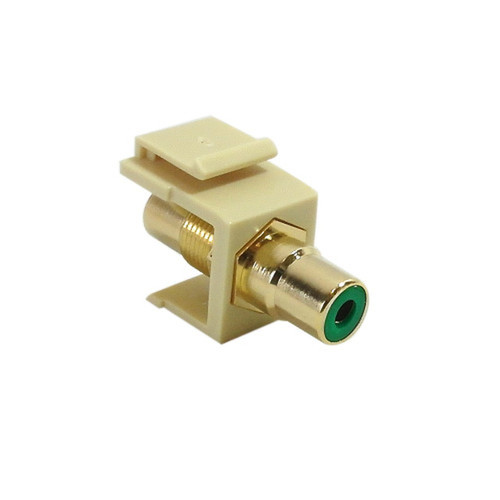 RCA FemaleFemale Keystone Wall Plate Insert Ivory Gold Plated - Green FN-WP-INI-RCA-GN