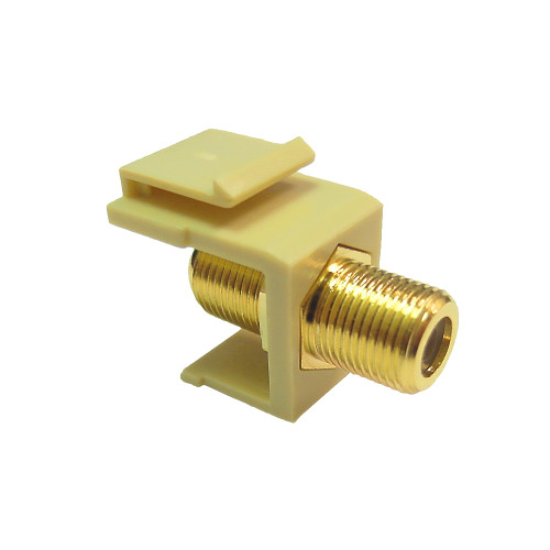 F-Type Female/Female Keystone Wall Plate Insert Ivory, Gold Plated (1Ghz Insert) ( Fleet Network )