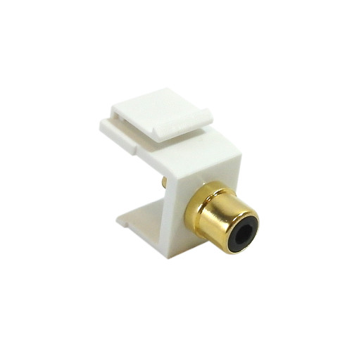 RCA Solder to Female Keystone Wall Plate Insert White, Gold Plated - Black ( Fleet Network )