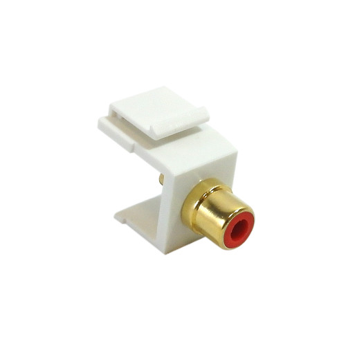 RCA Solder to Female Keystone Wall Plate Insert White, Gold Plated - Red ( Fleet Network )