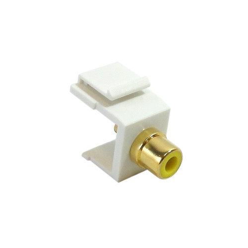 RCA Solder to Female Keystone Wall Plate Insert White, Gold Plated - Yellow ( Fleet Network )
