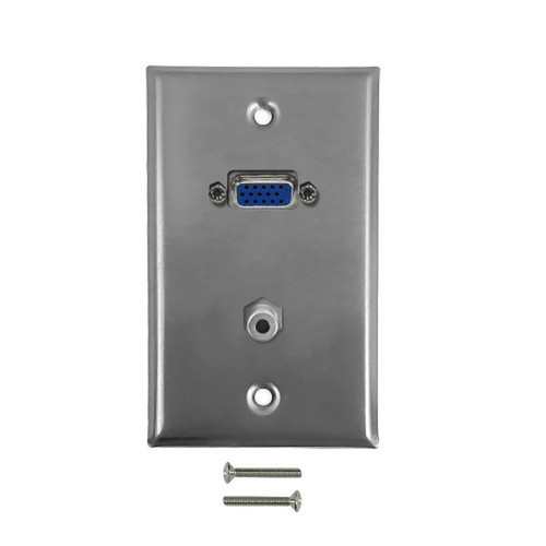 VGA 35mm Single Gang Wall Plate Kit - Stainless Steel FN-WPK-SSVGAS