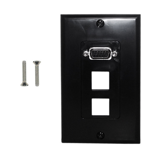 1-Port VGA Wall Plate Kit Decora Black (with 2x Keystone Hole) ( Fleet Network )