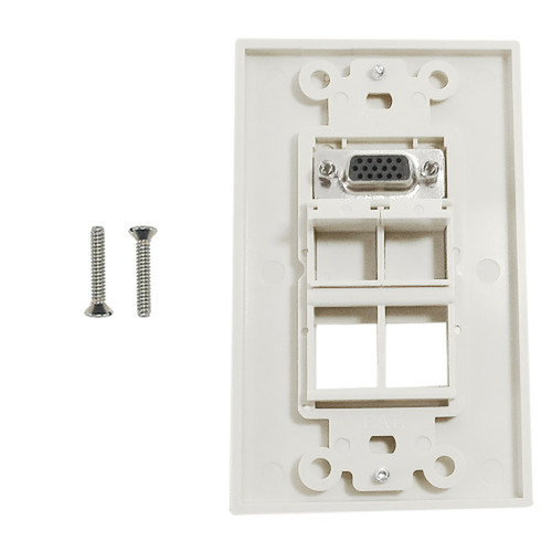 1-Port VGA Wall Plate Kit Decora White with 4x Keystone inserts FN-WPK-VGA4-D