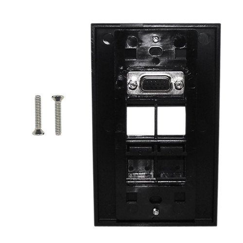 1-Port VGA Wall Plate Kit Decora Black with 4x Keystone inserts FN-WPK-VGA4-D-BK