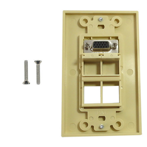 1-Port VGA Wall Plate Kit Decora Ivory with 4x Keystone inserts FN-WPK-VGA4-D-IV