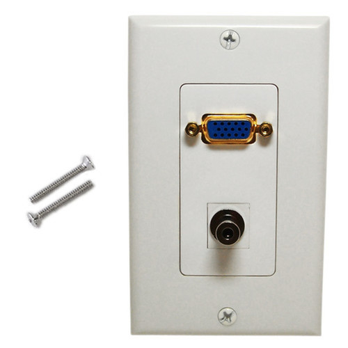 1-Port VGA  1-Port 35mm Wall Plate Kit Decora White FN-WPK-VGAS-D