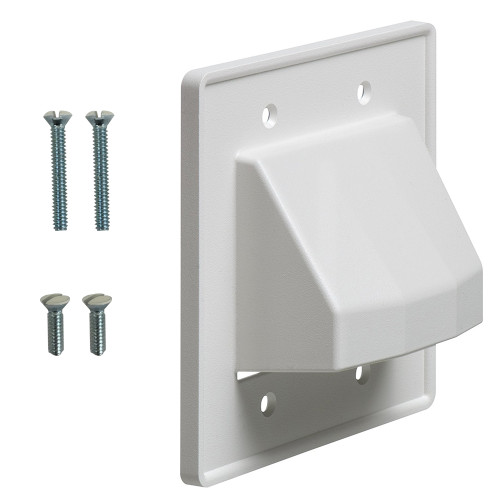 Cable Pass-through Wall Plate, Double Gang Reversible - White ( Fleet Network )