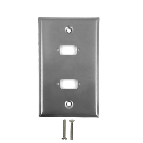 2-Port DB9 size cutout Stainless Steel Wall Plate ( Fleet Network )