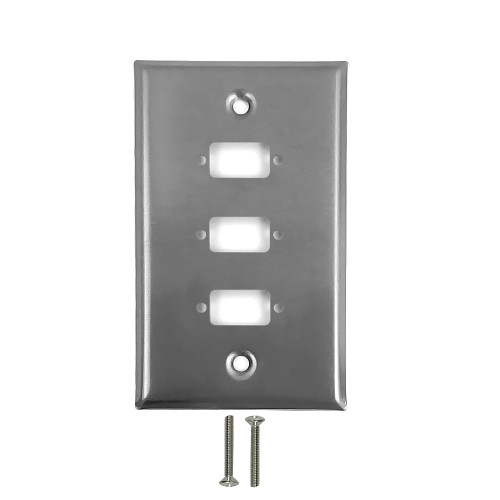 3-Port DB9 size cutout Stainless Steel Wall Plate ( Fleet Network )