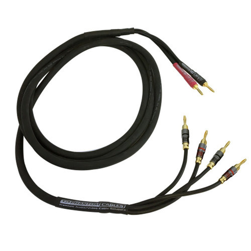 35ft Premium Phantom Cables Banana Clip Bi-Wire Speaker Cable 14AWG FT4 FN-SP-B2B4C-35