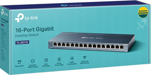 TP-LINK 16-Port Gigabit Desktop Switch - 16 Ports - 2 Layer Supported - Twisted Pair - Desktop Wall Mountable TL-SG116