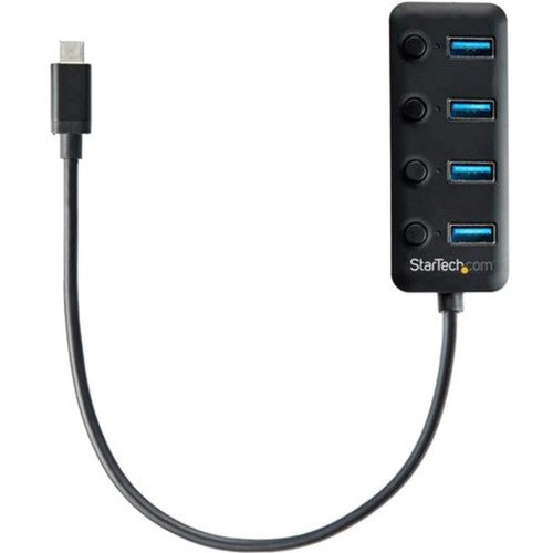 StarTechcom 4-Port USB C Hub - 4x USB-A Ports with Individual OnOff Switches - Portable USB-C to USB 30 Hub - Bus-Powered USB Hub - HB30C4AIB