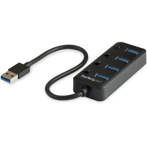 StarTechcom 4-Port USB 30 Hub - 4x USB-A Ports with Individual OnOff Switches - Bus-Powered USB Splitter - Portable USB 30 Port - HB30A4AIB