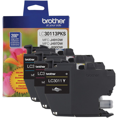 Brother LC30113PKS Ink Cartridge - Cyan, Magenta, Yellow - Inkjet - Standard Yield - 200 Pages - 1 Pack (Fleet Network)