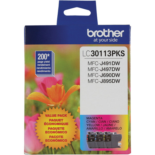 Brother LC30113PKS Ink Cartridge - Cyan Magenta Yellow - Inkjet - Standard Yield - 200 Pages - 1 Pack LC30113PKS