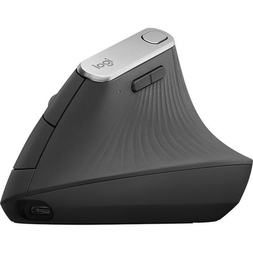 Logitech MX Vertical Advanced Ergonomic Mouse - Optical - CableWireless - BluetoothRadio Frequency - Graphite - USB Type C - 4000 - 910-005447