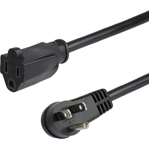 StarTech.com 3 ft Flat Extension Cord - NEMA 5-15R to NEMA Right-Angle 5-15P Power Cable - Low Profile Extension Cord - Right Angle - (Fleet Network)