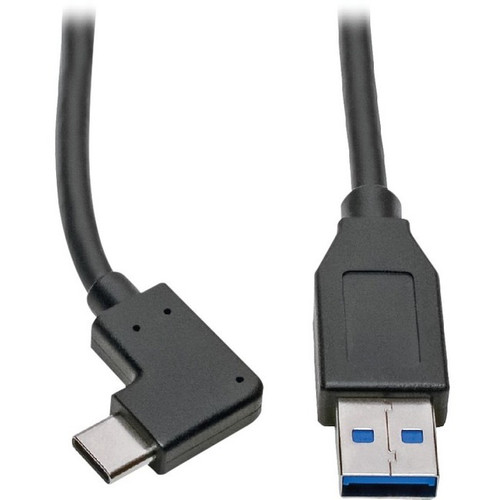 Tripp Lite U428-003-CRA Right-Angle USB-C to USB-A Cable, M/M, 3 ft. - 3 ft USB Data Transfer Cable for Hard Drive, Workstation, Wall (Fleet Network)