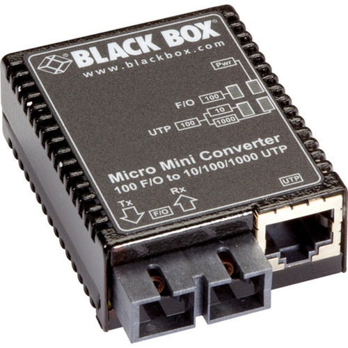 Black Box Micro Mini LMC402A TransceiverMedia Converter - 1 x Network RJ-45 - 1 x SC Ports - DuplexSC Port - Multi-mode - Fast - - LMC402A