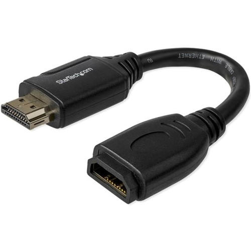 StarTech.com 6in High Speed HDMI Port Saver Cable with 4K 60Hz - Short HDMI 2.0 Male to Female Adapter Cable - Port Extender - 6" HDMI (Fleet Network)