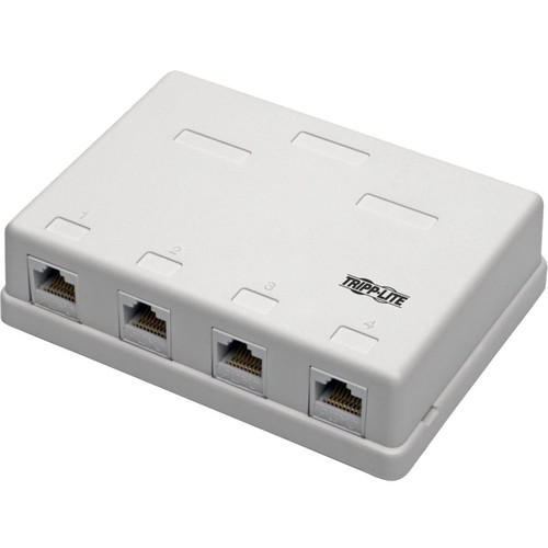 Tripp Lite N236-004-WH Mounting Box - White - Acrylonitrile Butadiene Styrene (ABS) - 4 x RJ-45 Port(s) (Fleet Network)