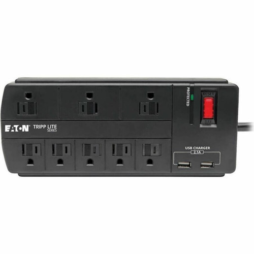 Tripp Lite Surge Protector Power Strip 8-Outlet 2 USB Charging Ports 8ft Cord - 8 x NEMA 5-15R 2 x USB - 1875 VA - 1200 J - 120 V AC TLP88USBB