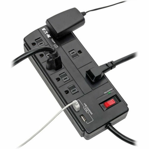 Tripp Lite Surge Protector Power Strip 8-Outlet 2 USB Charging Ports 8ft Cord - 8 x NEMA 5-15R 2 x USB - 1875 VA - 1200 J - 120 V AC TLP88USBB
