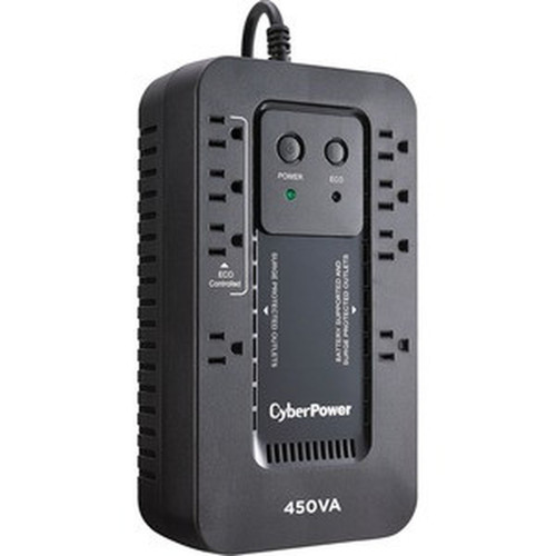 CyberPower Ecologic EC450G 450VA Compact UPS - Compact - 8 Hour Recharge - 2 Minute Stand-by - 120 V AC Input - 120 V AC Output - 8 x EC450G