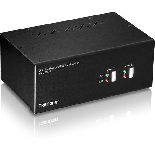 TRENDnet 2-Port Dual Monitor DisplayPort KVM Switch - 2 Computer(s) - 1 Local User(s) - 3840 x 2160 - 6 x USB - Desktop - 6 x (Fleet Network)