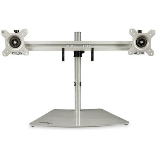 StarTechcom Dual Monitor Stand - Free Standing Desktop Pole Stand for 2x 24 VESA Mount Displays -Synchronized Height Adjustable - - ARMDUOSS