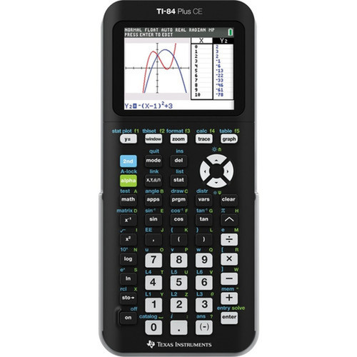 Texas Instruments TI-84 Plus CE Graphing Calculator - Impact Resistant Cover Clock DateTime Display - Battery Powered - Battery 84PLCETBL2L1