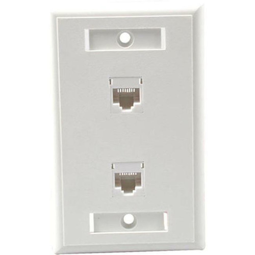 C2G 2 Socket Network Faceplate - 2 x Sockets - RJ-45 - White 27416