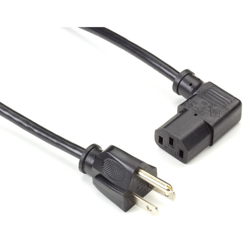 Black Box Power Cord - NEMA 5-15P to IEC-60320-C13 (Right-Angle), 6-ft. (1.8-m) - For Monitor, PC - 125 V AC / 10 A - Black - 6 ft - - (Fleet Network)