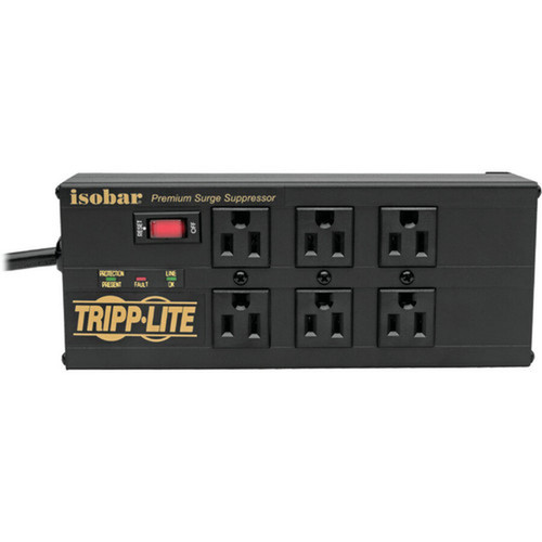 Tripp Lite Isobar Surge Protector Power Strip 6 Outlet 2 USB Charging Ports 10ft Cord - 6 x NEMA 5-15R 2 x USB - 1440 VA - 3840 J - V IBAR6ULTRAUSBB