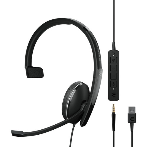 EPOS | SENNHEISER ADAPT 135T USB II - Mono - USB, Mini-phone (3.5mm) - Wired - On-ear - Monaural - Ear-cup - 7.6 ft Cable - Noise (Fleet Network)
