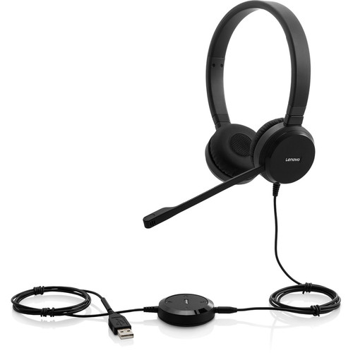Lenovo Pro Wired Stereo VOIP Headset - Stereo - USB, Mini-phone (3.5mm) - Wired - 32 Ohm - 150 Hz - 7 kHz - Over-the-head - Binaural - (Fleet Network)