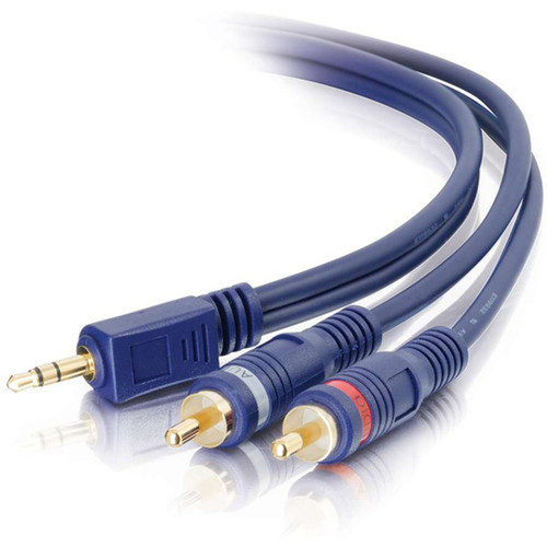 C2G Velocity 35mm Stereo to RCA Stereo Audio Y-cable - Mini-phone Male - RCA Male - 183m - Blue 40614