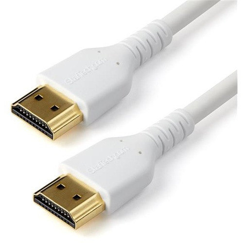 StarTech.com Premium High Speed HDMI Cable with Ethernet - 2m / 6ft White Rugged HDMI Cord - 4k 60Hz HDMI Cable - Aramid Fiber - HDMI (Fleet Network)