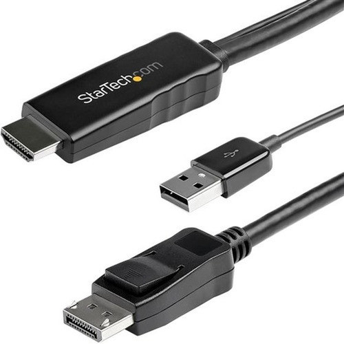 StarTechcom 2m 6ft HDMI to DisplayPort Cable 4K 30Hz - Active HDMI 14 to DP 12 Adapter Cable with Audio - USB Powered Video - 14 HD2DPMM2M