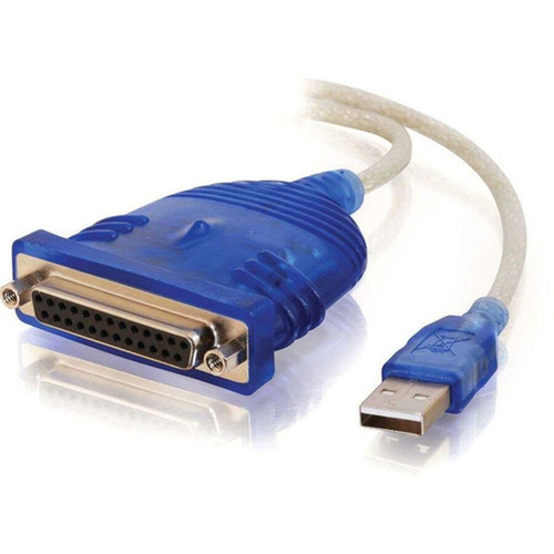 C2G USB to DB25 IEEE-1284 Parallel Printer Adapter Cable - DB-25 Female Type A Male USB - 183m - Blue 16899