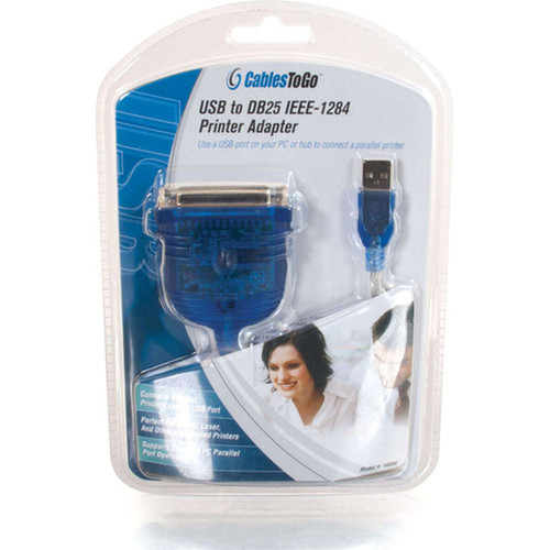 C2G USB to DB25 IEEE-1284 Parallel Printer Adapter Cable - DB-25 Female Type A Male USB - 183m - Blue 16899