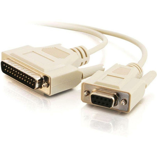 C2G Null Modem Cable - DB-25 Male - DB-9 Female - 183m - Beige 03019