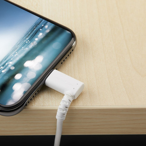 StarTechcom 2m USB A to Lightning Cable iPhone iPad Durable Right Angled 90 Degree White Charger Cord wAramid Fiber Apple MFI - duty RUSBLTMM2MWR