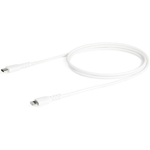 StarTechcom 3 foot1m Durable White USB-C to Lightning Cable Rugged Heavy Duty ChargingSync Cable for Apple iPhoneiPad MFi - fiber RUSBCLTMM1MW
