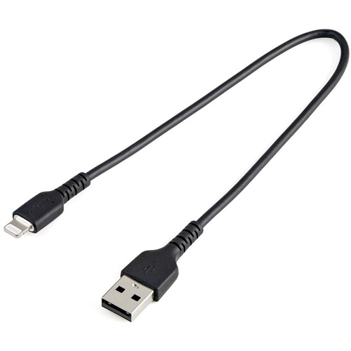StarTech.com 12inch/30cm Durable Black USB-A to Lightning Cable, Rugged Heavy Duty Charging/Sync Cable for Apple iPhone/iPad MFi - of (Fleet Network)