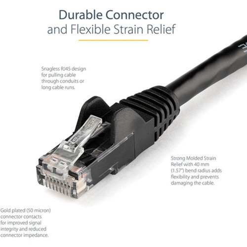 StarTechcom 7ft CAT6 Ethernet Cable - Black Snagless Gigabit - 100W PoE UTP 650MHz Category 6 Patch Cord UL Certified WiringTIA -  N6PATCH7BK