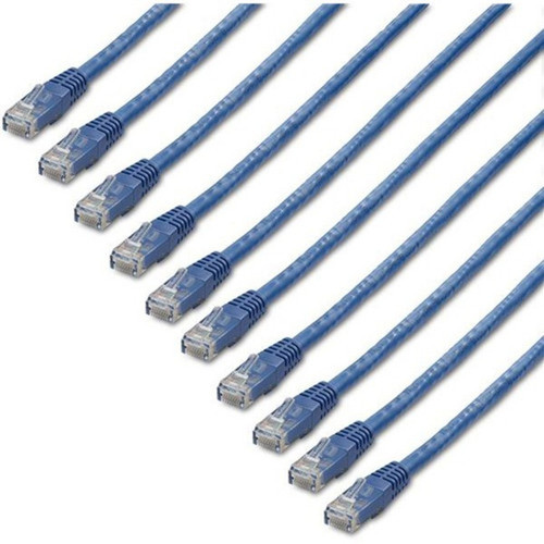 StarTechcom 1 ft CAT6 Cable - 10 Pack - Blue CAT6 Ethernet Cords - Molded RJ45 Connectors - ETL Verified - 24 AWG C6PATCH1BL10PK - C6PATCH1BL10PK